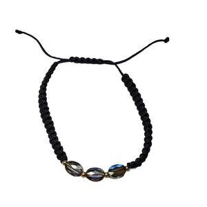 18k Gold BLACK Green Teal Swarovski Gold Stone  Beaded Bracelet New